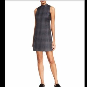 Theory Zip Back Mod Mock Neck Plaid Sleeveless Dress